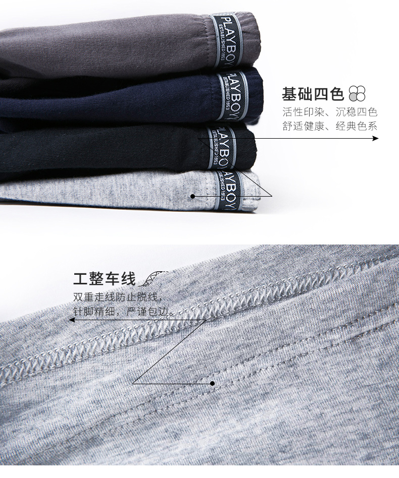 Quần lót nam Playboy Quần nam cuộc sống Quần cotton Cotton thoáng khí 衩 Quần short vuông đầu quần lót nam cao tuổi