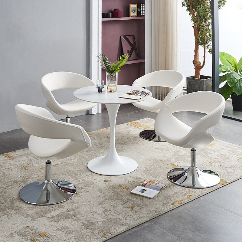 Office rest area business slate reception negotiation table and chair combination simple Nordic creative white leisure round table