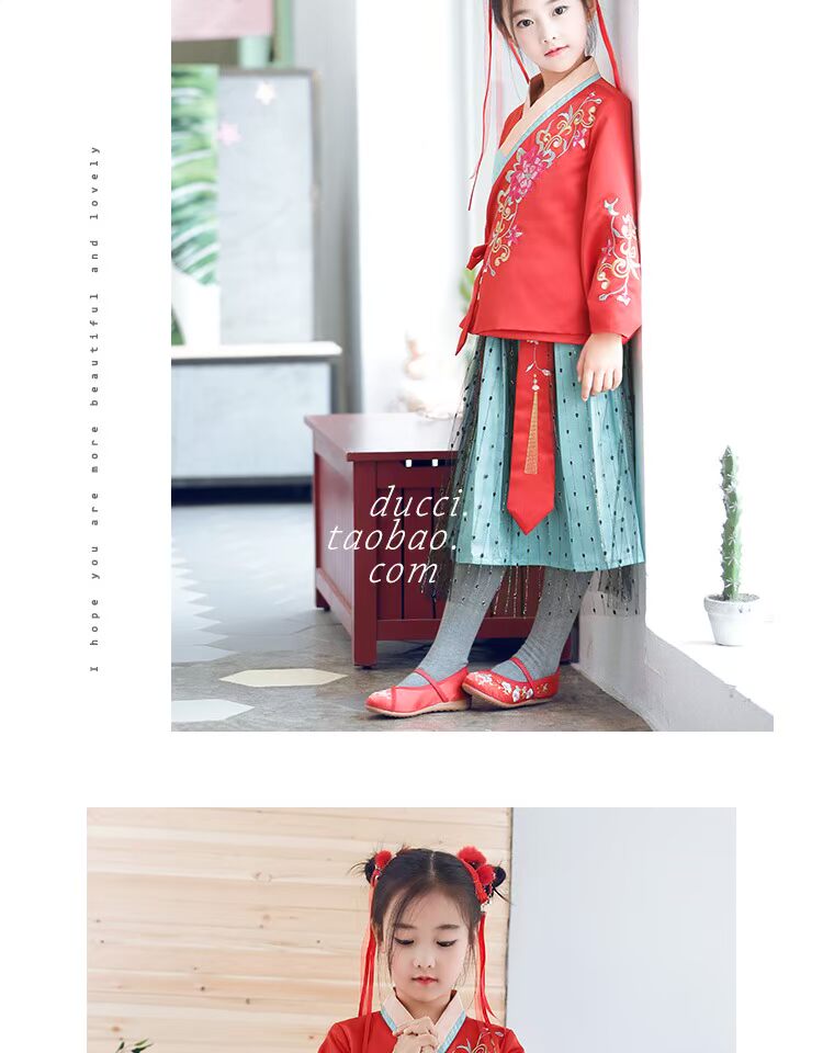 Cô gái xếp li váy mùa thu hoang dã của trẻ em điểm chấm phong cách dân tộc nửa váy dài retro cho thấy váy quần áo Wo đầm body bé gái