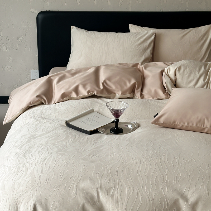 Yarn-Dyed 100-Count Air Jacquard All-Cotton Four-Piece Set, Class a Baby-Grade Simple Pure Cotton 1.8m Fitted Sheet Bedding Yarn-Dyed 100-Count Air Jacquard All-Cotton Four-Piece Set, Class a Baby-Grade Simple Pure Cotton 1.8m Fitted Sheet Bedding