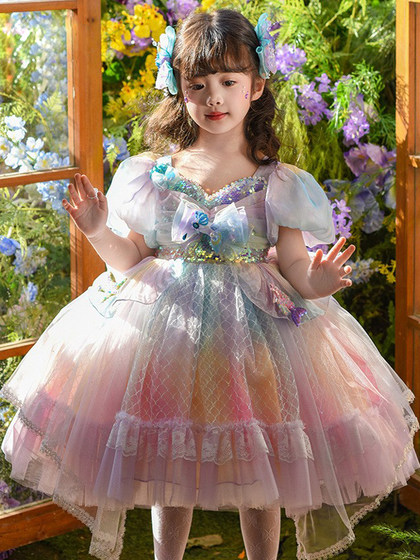 女童美人鱼洛丽塔公主裙2025新款夏装小女孩儿童连衣裙生日礼服裙