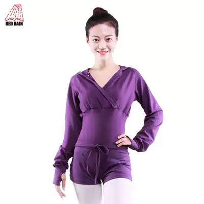 Red rain dance clothes practice clothes women's long sleeves hooded sports Fashion Square dance clothes yoga aerobics top black