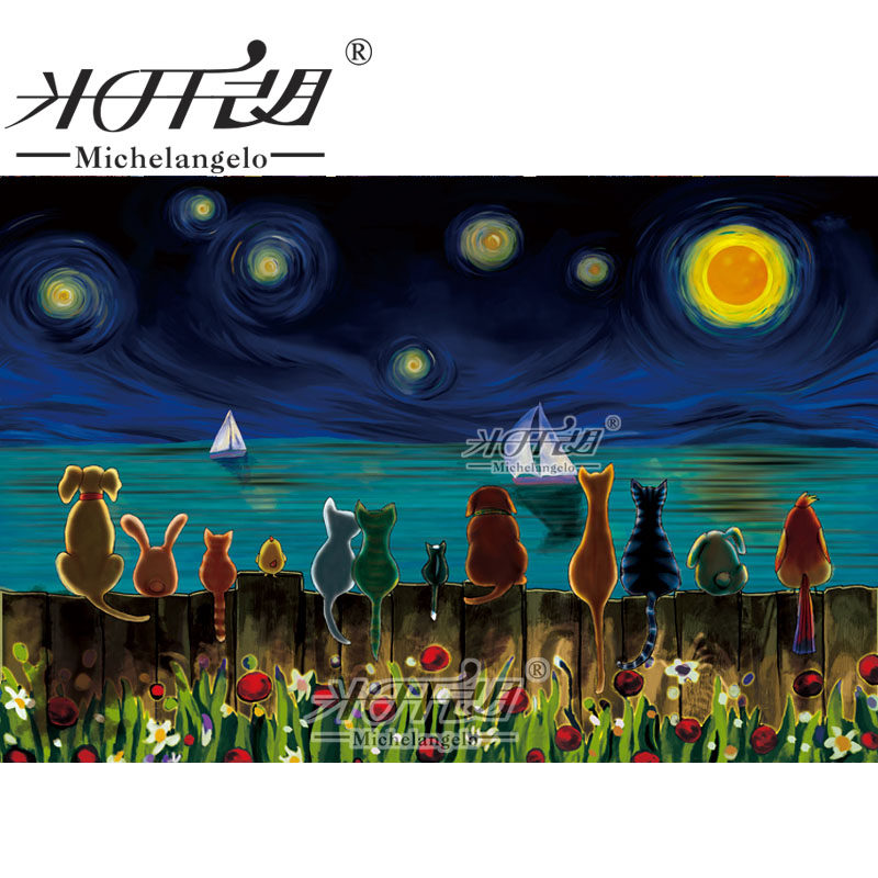 Wooden puzzle 1000 pieces cartoon animation toy night quiet blessing adult children wooden educational gift