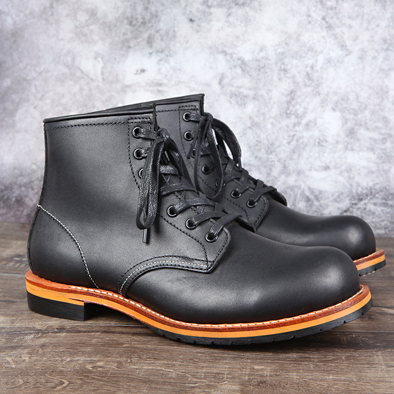 Leather spring and autumn Martin boots high-top leather shoes men's outdoor casual all-match leather boots American round head khaki retro men's boots