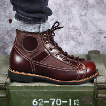 3516 Mill Brown Genuine Leather Paratrooper Boots Retro Locomotive Boots Short Face Tooling Boots Men High Help Outdoor Casual Leather Shoes