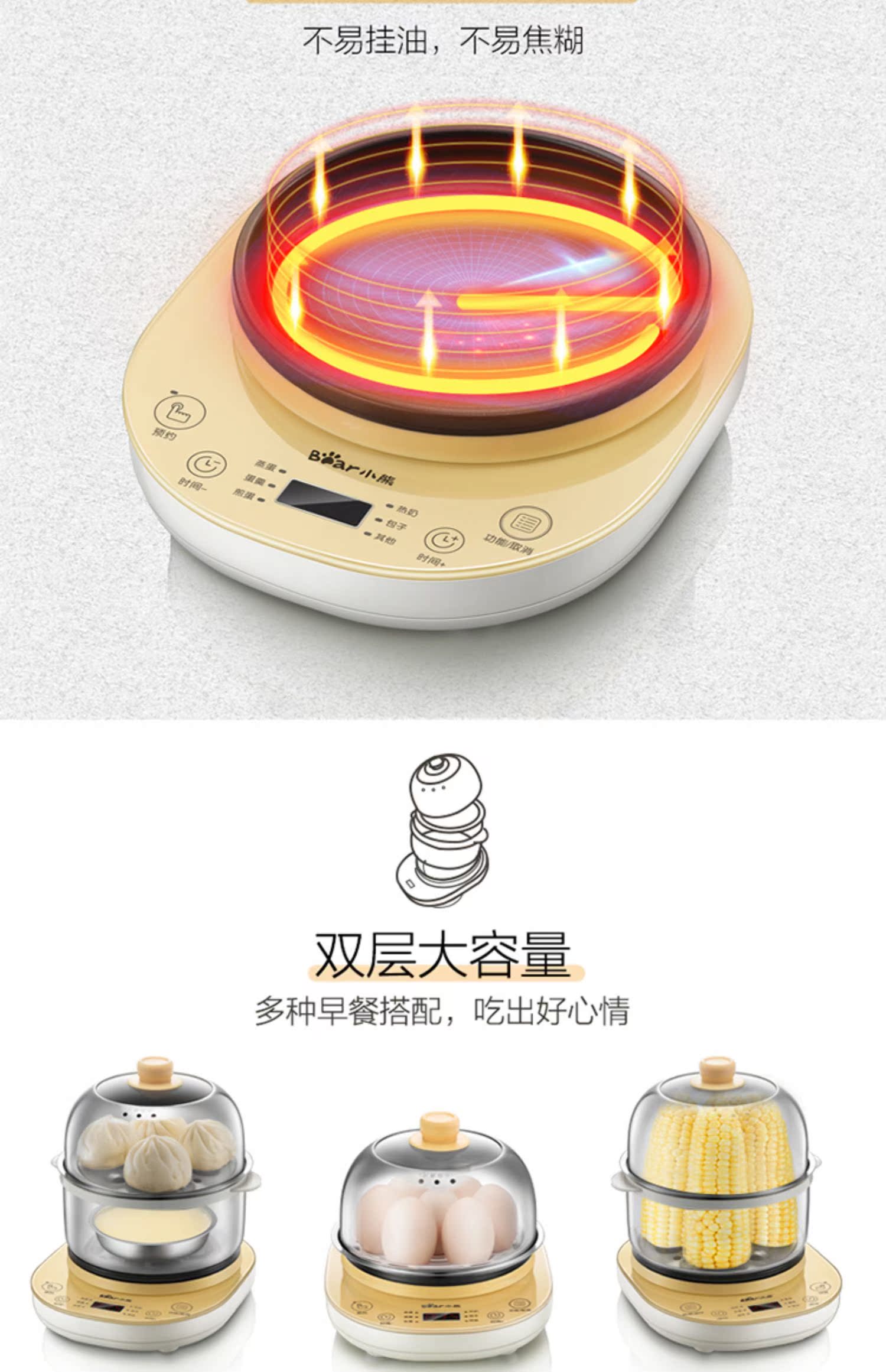 nồi hấp điện mini Gấu / gấu ZDQ-A14E6 nồi trứng gia dụng hấp trứng ăn sáng tự động tắt nguồn trứng tráng nhỏ - Nồi trứng nồi hấp philips hd9140