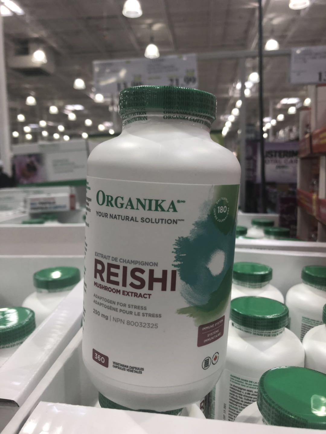 Canadian ORGANIKA Reishi Mushroom Reishi Mushroom Capsules 250mg 360 Capsules Newly packaged