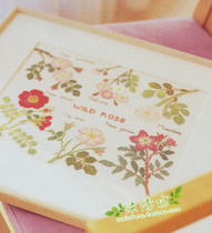 Japanese wind cross stitch kit French DMC embroidery thread green wood and sub wild rose flower language