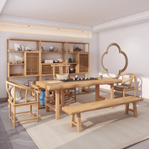 New Chinese full solid wood tea table tea table chair combination modern brief meditation tea office Gongfu tea table 1026