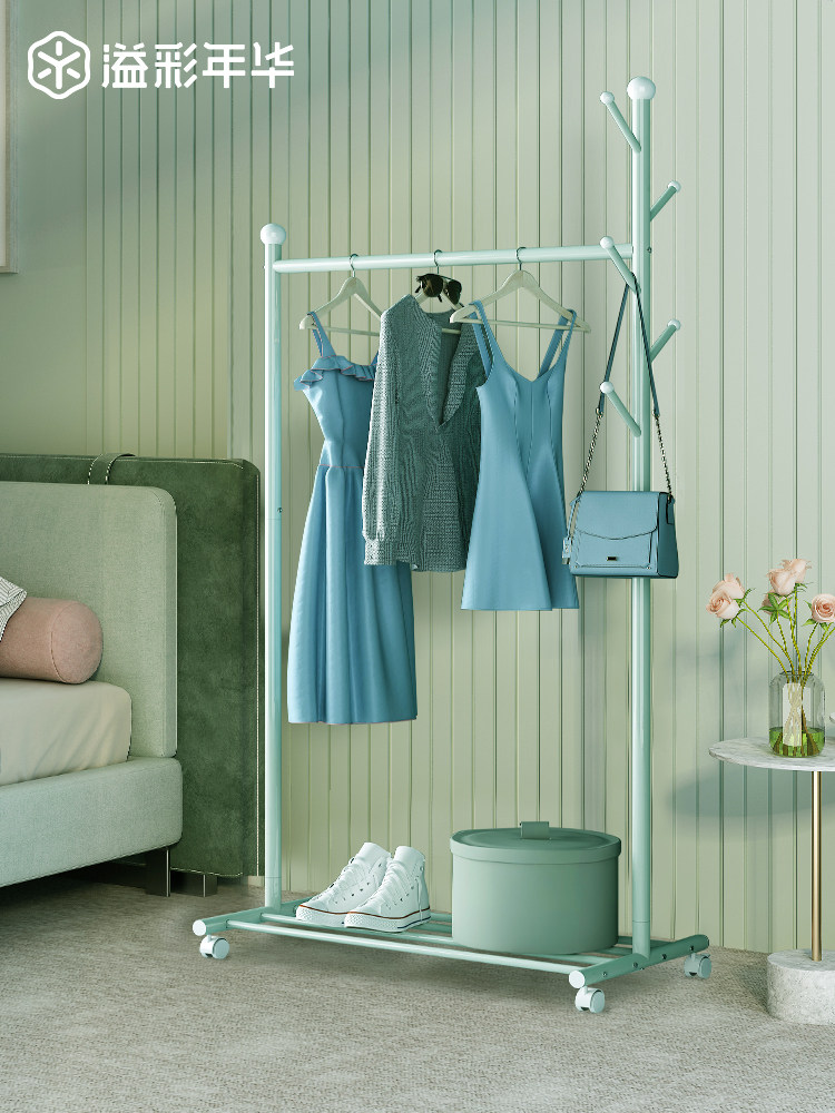Clothes rack Floor-to-ceiling bedroom mobile simple clothes rack Household clothes rack folding indoor small coat rack clothes rack