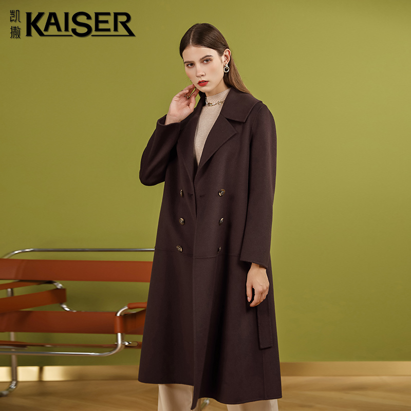 Kaiser Caesar double-sided cashmere coat women's mid-length version 2021 new high-end woolen coat autumn and winter