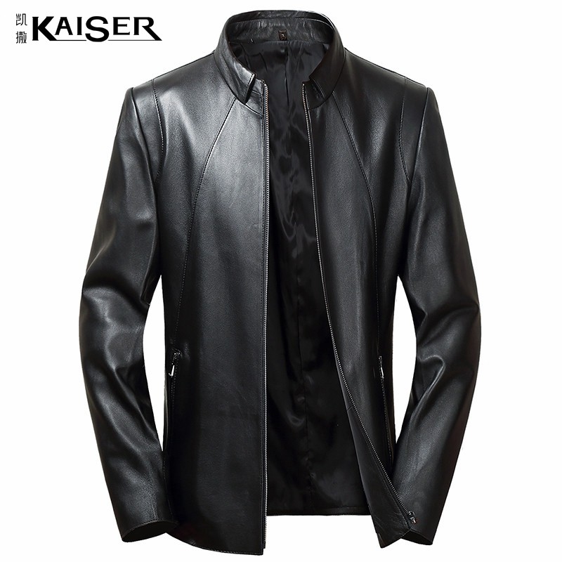 Kaiser Caesar Genuine Leather Leather Clothing Male Sheep Leather Short Autumn Winter Workout Locomotive Suit Upright Jacket Jacket Thin