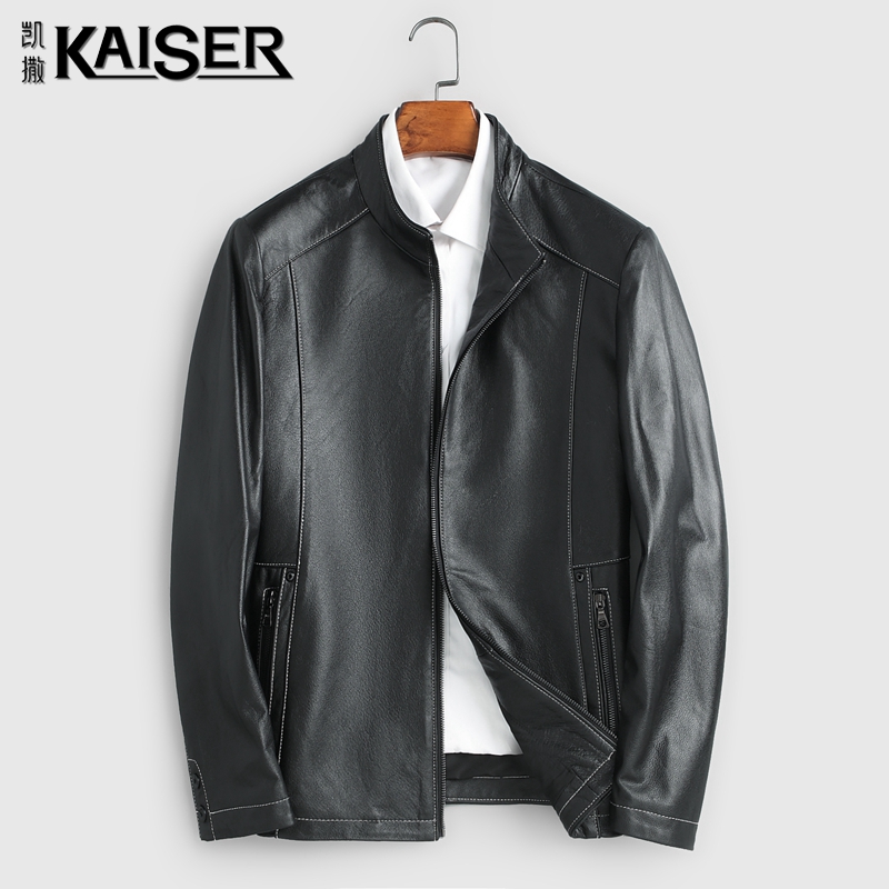 Kaiser Caesar Headlayer Cow Leather Leather Clothing Men Genuine Leather 2021 New Autumn Winter Stand Locomotive Jacket Jacket