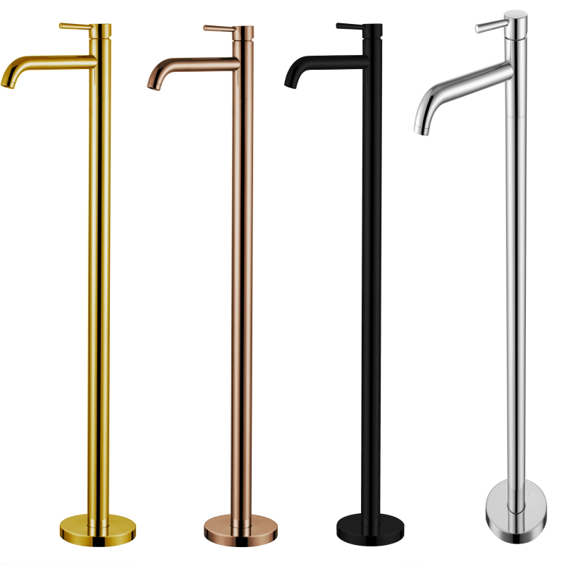 Full copper floor bathtub tap High face basin column shower Shower Concealed Black Rose Golden Cage Head Fixed