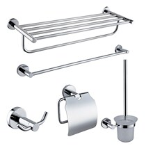 Bathroom stainless steel towel rack bath towel rack single rod toilet brush towel ring perforated double rod simple roll paper towel holder
