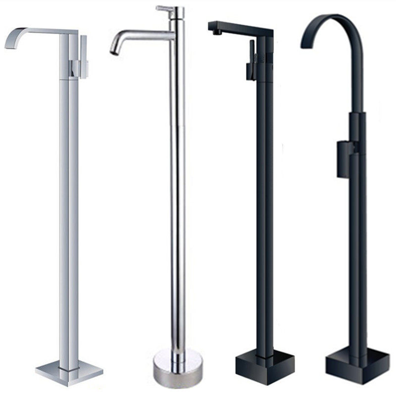 Standing floor bathtub tap hotel Home High-face basin Column Basin bathtub edge All-copper white Black Spray Head