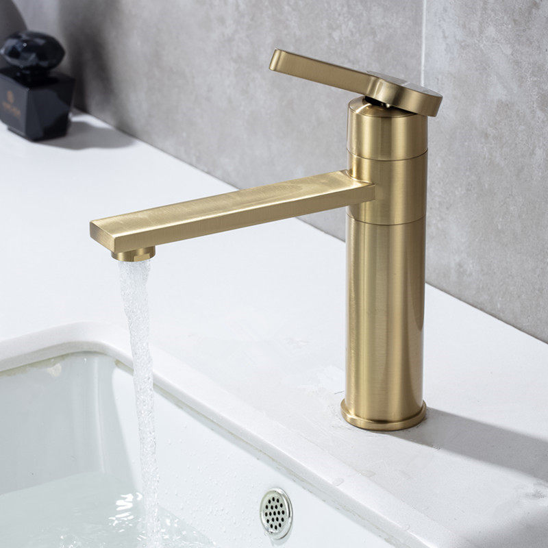 Modern basin faucet cold and hot water pot on the basin bathroom gun gray-gold single hole tap