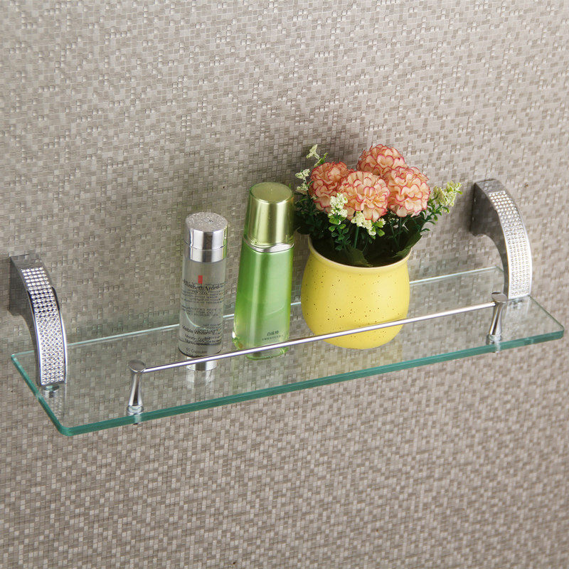 Modern Glass Shelve Bathroom Hair Towel Rack Makeup Room Fine Bronze Water Drill Mirror Front Makeup holding floor Bathroom Hardware