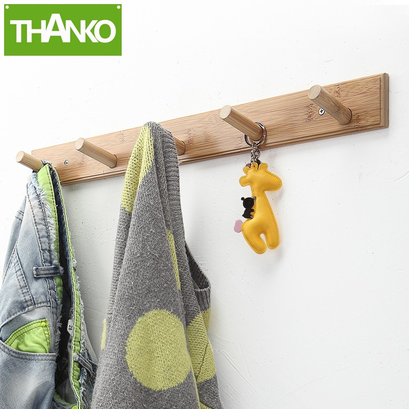 Nordic solid wood bedroom wall hook coat rack creative hanger wall hanging solid wood clothes rack simple clothes hook