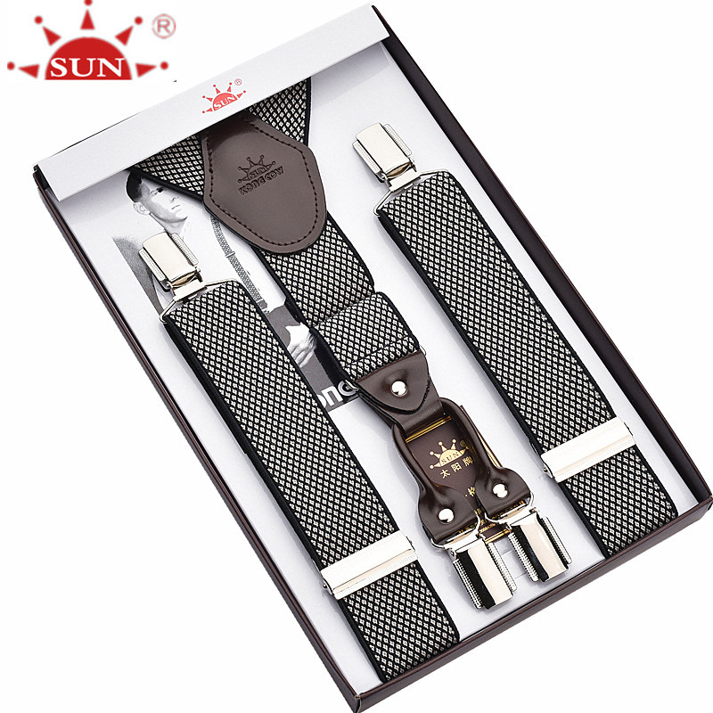Sun Brand Men's Leather Suspenders with Clips for Men's Dress Pants, Elastic Suspenders for Plus-Size Men and Elderly Men