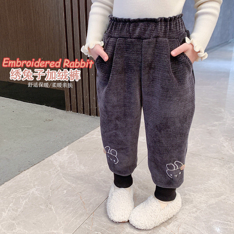 1 to 2 years old girl baby corduroy pants girls winter clothes plus velvet thick children's clothes spring and autumn winter pants