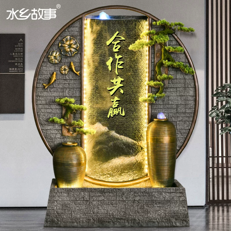 Câu chuyện thị trấn nước Bức màn nước Bức tường nước Màn hình nước Đài phun nước Cảnh quan Hòn non bộ Trang trí sàn Công ty Quà tặng khai trương - Trang trí nội thất