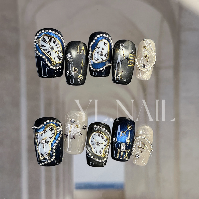 【Yl.Nail Iris's Dali】Handmade Nail Tips ins Unique Dial Design, Brightening, High-End Wearable Nails 【Yl.Nail Iris's Dali】Handmade Nail Tips ins Unique Dial Design, Brightening, High-End Wearable Nails
