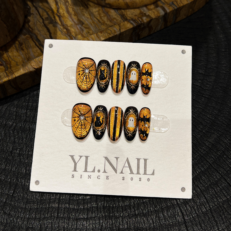 【Yl.Nail Halloween Castle】Handmade Nail Tips ins Unique Halloween Hand-Painted Cat Eye Wearable Nails 【Yl.Nail Halloween Castle】Handmade Nail Tips ins Unique Halloween Hand-Painted Cat Eye Wearable Nails