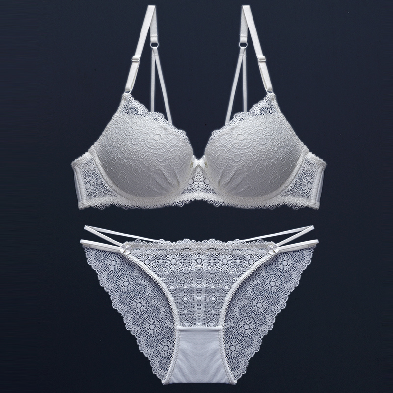 Small Bust, Flat Chest, White Bra, a Cup, B Cup, Thick Style, Padded, Push-Up, Thin Top, Thick Bottom Cup, Women's Bra Set