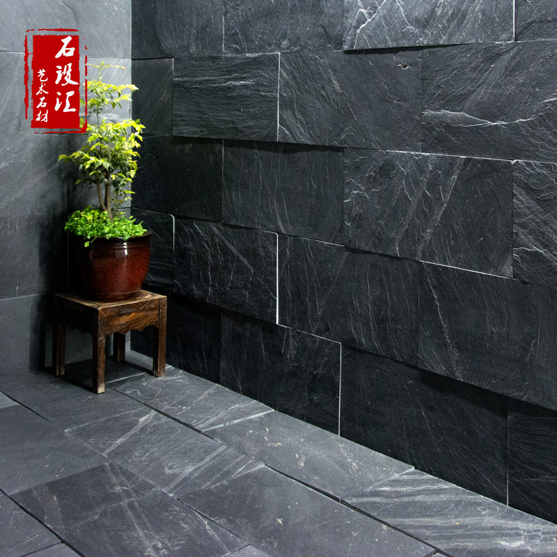 Natural Green Slate Floor Tiles Courtyard Black Board Rock Sheet Non-slip Villa Landscaped Outdoor Antique Exterior Wall Cultural Stones