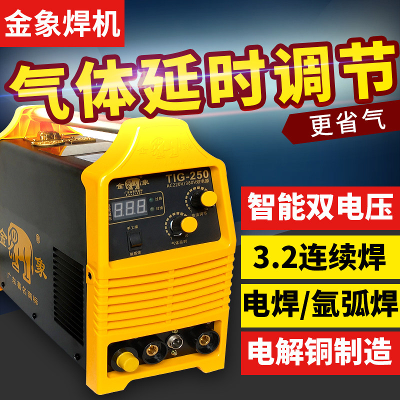 Golden Elephant TIG-250A inverter DC argon arc welding machine dual-purpose welding machine dual-voltage industrial grade portable portable