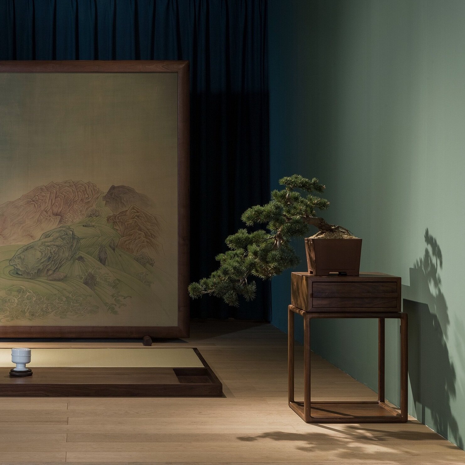 Volley separated small square table, black walnut side table, multi-function, new Chinese style solid wood, modern and simple, element element furniture