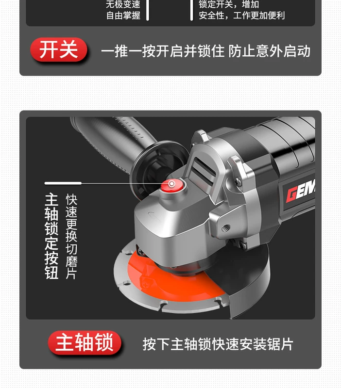 Máy mài góc có thể sạc lại không chổi than pin lithium máy mài điện công suất cao máy cắt máy mài bánh xe tay máy mài pin máy cắt makita