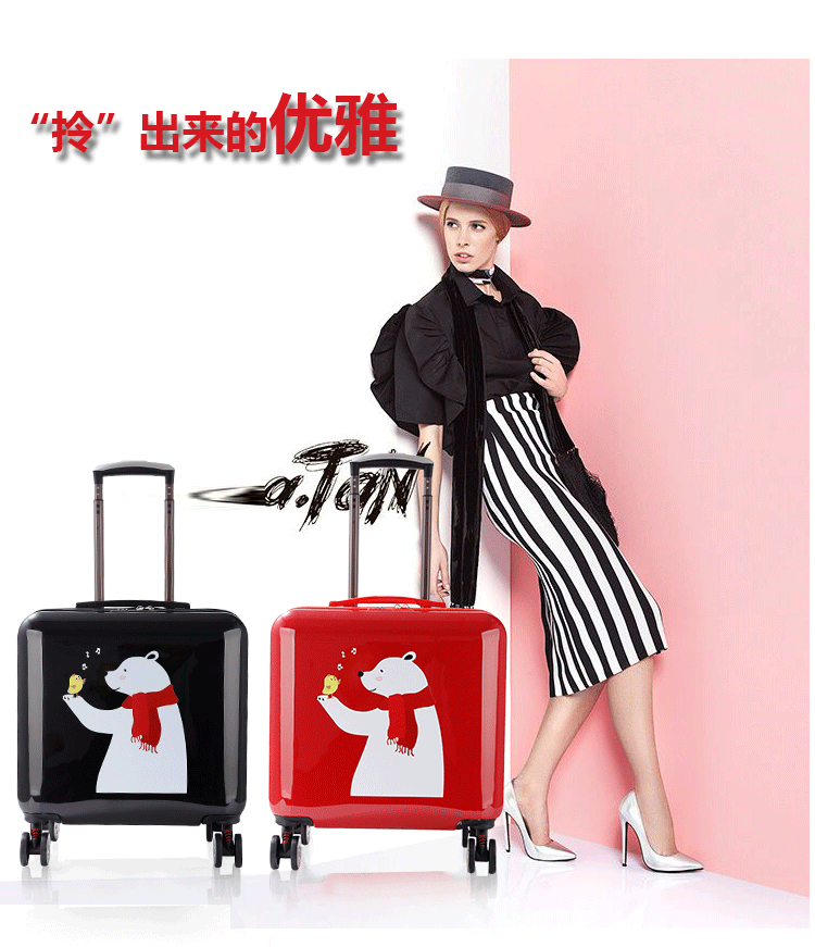 Universal wheel vali nữ 18 inch phim hoạt hình xe đẩy trường hợp 16 inch nhỏ sinh viên đại học mini vali vali vali nam - Va li vali trẻ em