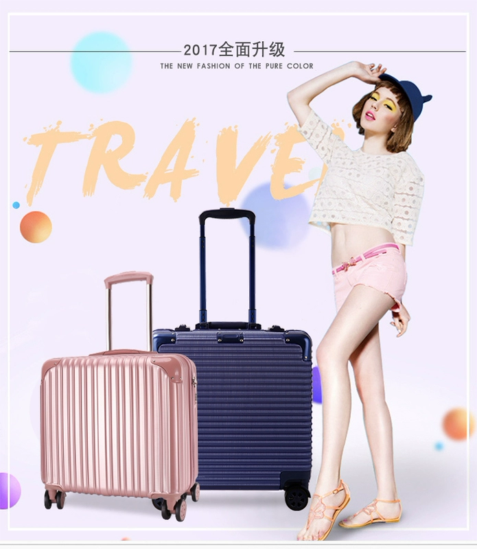 Xe đẩy vạn năng bánh xe 18 inch 16 mặt cắt ngang vali nữ hành lý nhỏ hộp mật khẩu tùy chỉnh logo