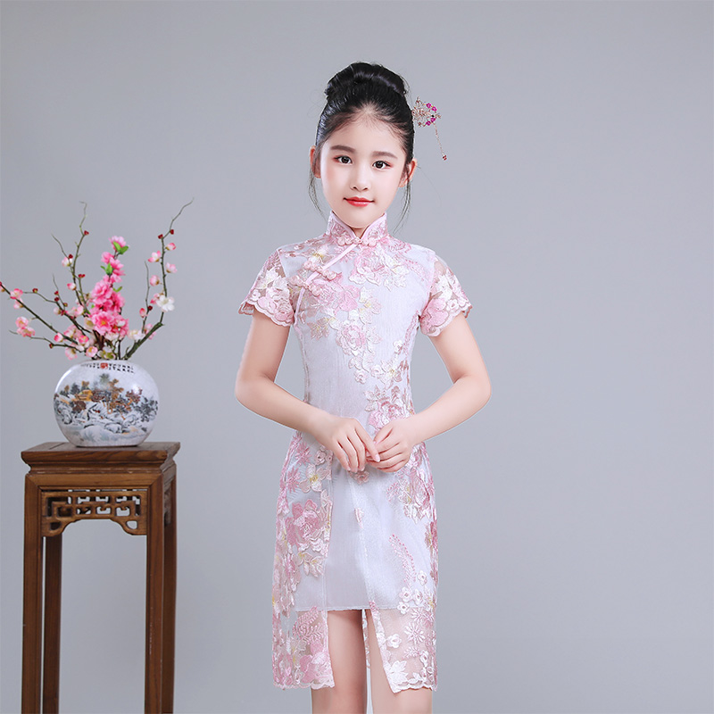 [USD 295.04] Children's Cheongsam Summer Breathable Chinese Lace Auday ...