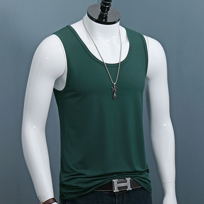 Men's Wide-Shoulder Modal Tank Top for Summer, Ice Silk, Tight-Fitting, Solid Color, Slim-Fit, Sports Base Layer, Trendy Youth Undershirt