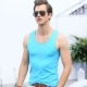 Mùa hè cho nam Vest rộng vai tinh khiết Cotton đen Hàn Quốc Slim Fit Skinny đáy áo áo gym