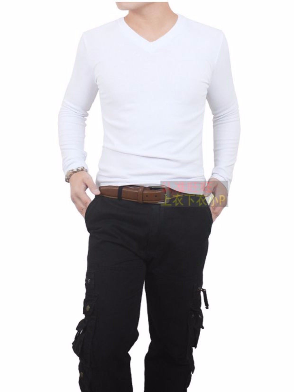 Mùa thu và mùa đông nam tay dài kích thước lớn áo thun cotton mỏng cộng với nhung dày cộng với phân bón áo thun XL cổ chữ áo oversize nam