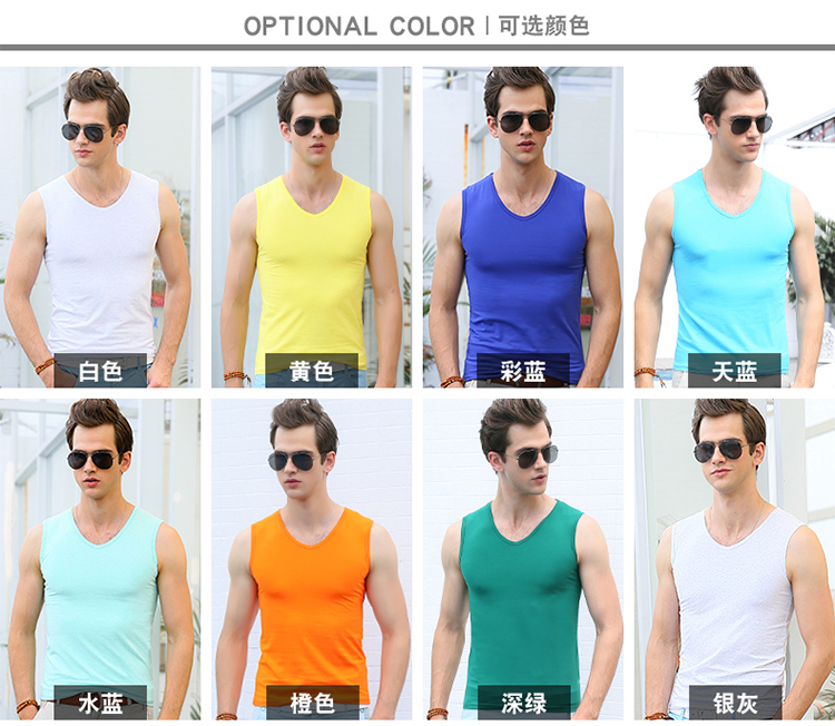 Áo vest nam tay ngắn Áo thun cotton ngắn Quần áo sơ mi cơ bắp Cổ gà hình trái tim Không tay Áo thun cổ chữ V áo khoác nam mùa hè