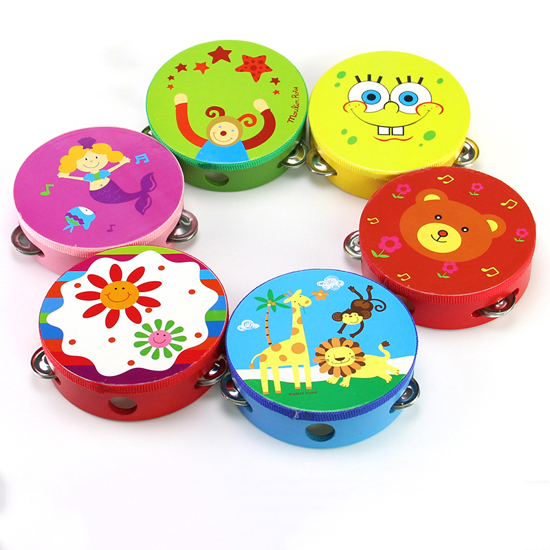 Kindergarten dance Tambourine Hand beat drum Large sheepskin drum Children cartoon Shake Orff Percussion Hand rattle musical instrument