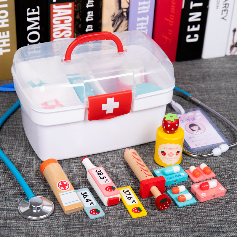 Simulation little doctor toy set girl tool medical box injection nurse boy children's home wine stethoscope