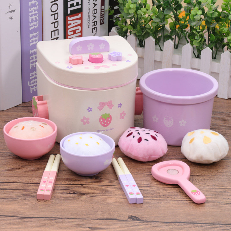 Wooden Emulation Costume House Wine Electric Rice Cooker Kitchen Toy Suit Children 3-4-5 Year Old Baby Kindergarten Kitchenware