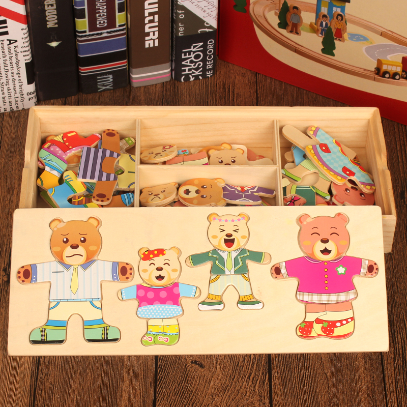 Wooden Baby Infant Jigsaw Puzzle Puzzle Puzzle Early Teaching Building Blocks Solid board 2-3-4-5-6-7-8-year-old gift