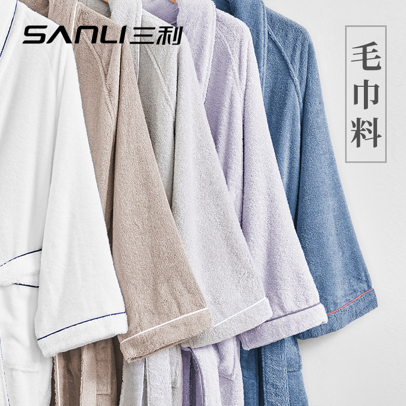 Sanli bathrobe 2019 spring and summer new pure cotton waffger breathable comfort men and women couples sweat soft water absorption