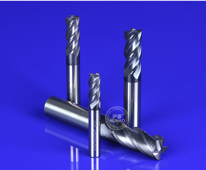 Huhao vonfram thép thẳng shank end mill máy tính điều khiển số cacbua đầu cắt dài 4 lưỡi công cụ cắt thép không gỉ - Dụng cụ cắt