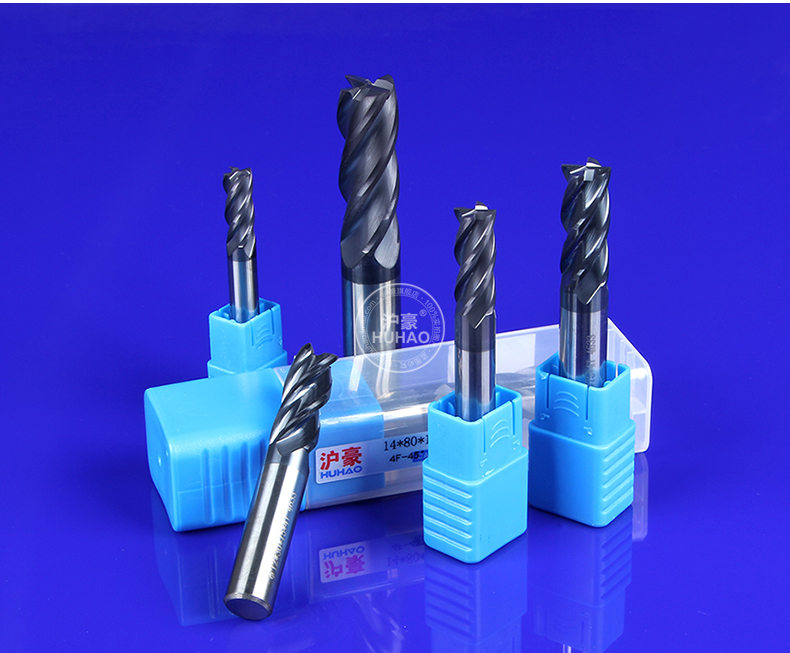 Huhao vonfram thép thẳng shank end mill máy tính điều khiển số cacbua đầu cắt dài 4 lưỡi công cụ cắt thép không gỉ - Dụng cụ cắt