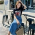 Mùa thu 2019 hè mới Hồng Kông hương vị retro eo cao thon váy ô dài phần váy denim váy một từ - Váy chân váy xòe xếp ly Váy