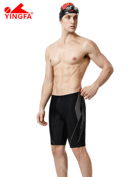 Yingfa New Style Five-Point Swim Trunks with Fish Scale Pattern, Drawstring Mid-Length Swim Trunks, Plus Size Knee-Length Swimwear Shorts