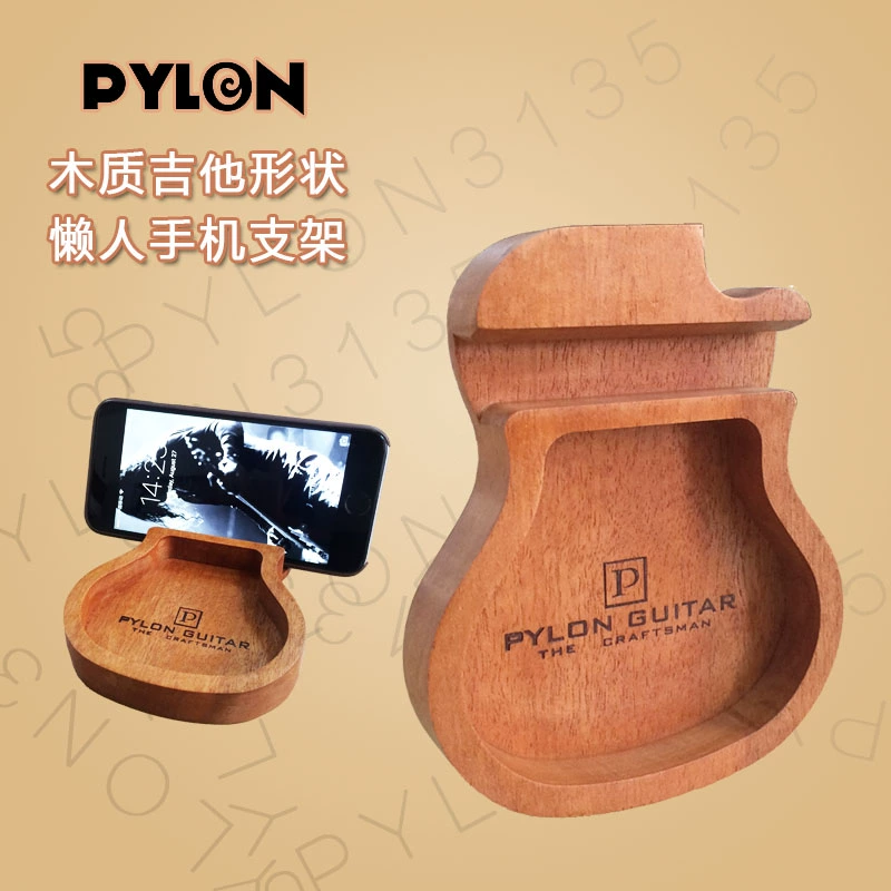 Nhạc cụ Qicai Palin PYLON Hình dạng cây đàn guitar gỗ Điện thoại di động Chân đế Phụ kiện đàn guitar Hộp lưu trữ - Phụ kiện nhạc cụ